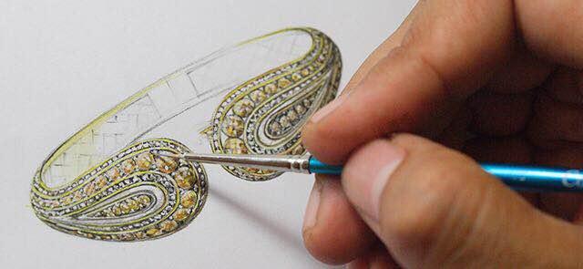 珠宝首饰设计手绘草稿图片水溶彩铅水彩